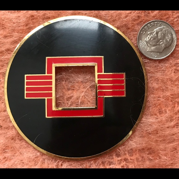 1980 Black Red Gold Geometric Brooch Pin Studio 54 - Picture 3 of 8